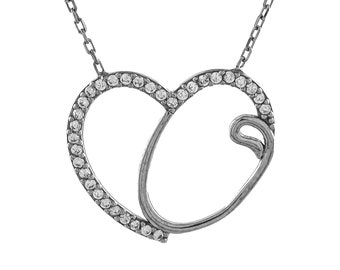 925スターリングシルバーハートネックレス（ブルーストーン付き