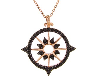 Antique Sterling Silver 925 Working Compass Necklace