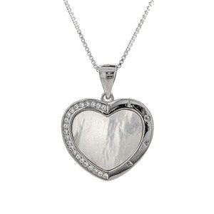 Collier de médaillon de cœur - Argent sterling et nacre sur carte-cadeau de fille inspirante