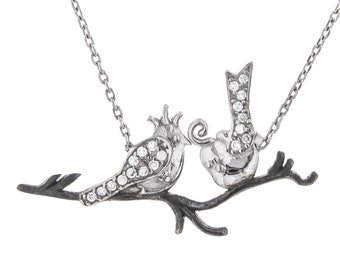 925 Silver 2 Birds Necklacen Bird Jewelry