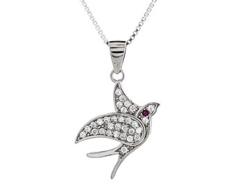 Sterling Silver 925 Dove Necklace, Bird Necklace, Silver Animal Necklace, Bird Lover Gift, Bird Jewelry, Silver Pendant Necklace For Women
