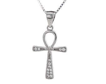 Zilveren kruis ketting, sterling zilver 925, kruis charme hanger, religieuze sieraden, hanger voor doop, christelijke kruis ketting, cadeau