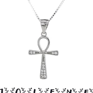Silber Kreuz Halskette, Sterling Silber 925, Kreuz Charm Anhänger, Religiöser Schmuck, Anhänger zur Taufe, christliche Kreuz Halskette, Geschenk