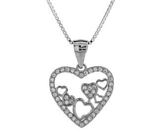 PENDENTE de chakra de coração em prata 925, pingente de design de coração em prata sólida com 7 cristais de chakra de coração e corrente de prata ou colar de chip de quartzo
