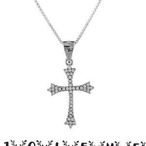 Silver Cross Necklace With Zircon, Sterling Silver 925, Cross Charm Pendant, Religious Cross Jewelry, Christian Cross Pendant, Handmade Gift