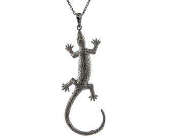 Sterling Silver lizard necklace Lizard pendant