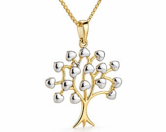 14k Solid Yellow Gold Tree of Life Pendant for Necklace