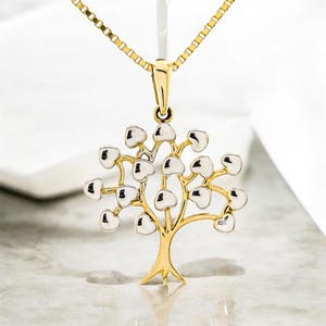 14k Solid Yellow Gold Tree of Life Pendant for Necklace
