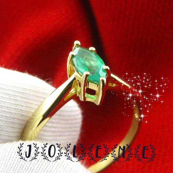 18k solid gold stackable ring emerald ring natural