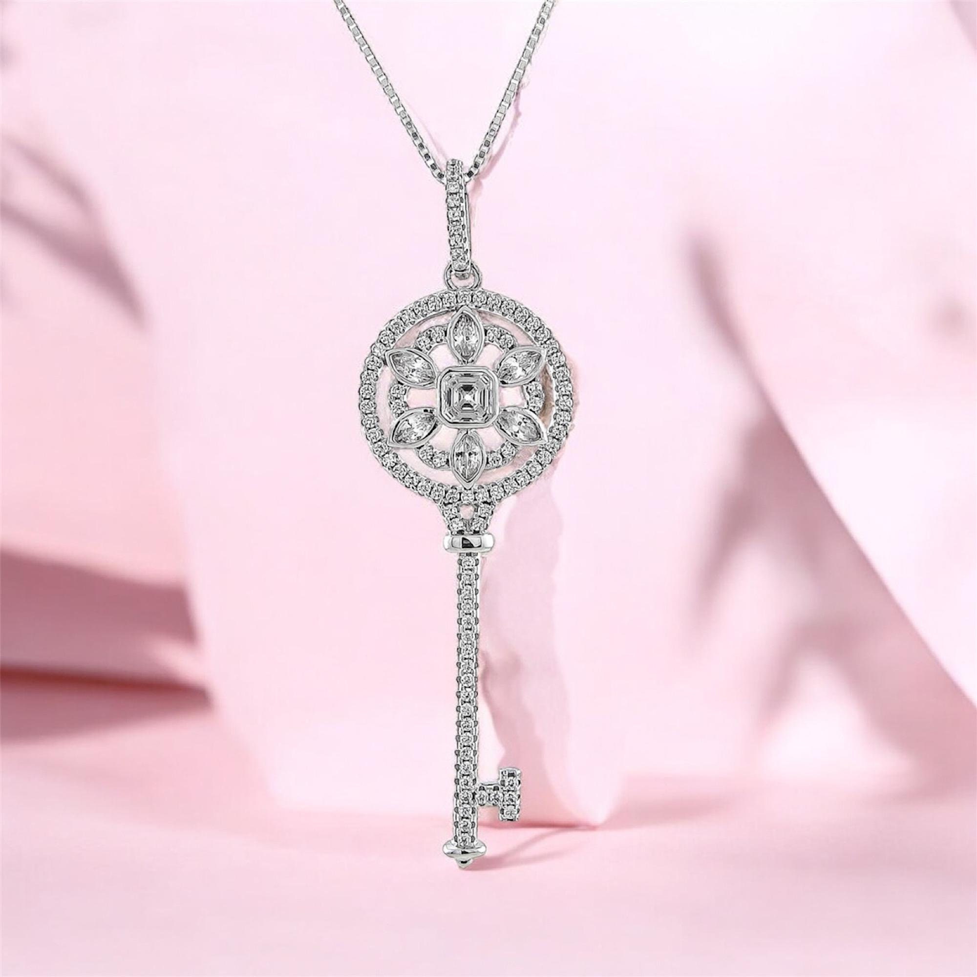 Key Pendant, Sterling Silver Necklace, Zircon Pendant, 925 Silver Jewelry, Girlfriend Gift, Key Charm, Statement Jewelry, Large Key Necklace - Etsy Key Pendant, Sterling Silver Necklace, Zircon Pendant, 925 Silver Jewelry, Girlfriend Gift, Key Charm, Statement Jewelry, Large Key Necklace - Etsy