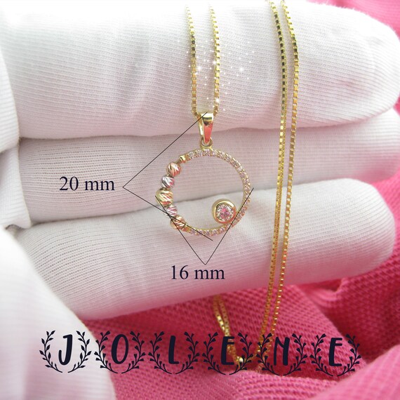 Ciondolo con diamante a forma di cerchio in oro giallo 14K