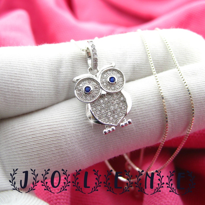 OWL Sterling Silver 925 Owl Necklace Sterling Silver Owl Necklace Silver Owl Jewelry Choose chain By Life Of Silver Gift For Her