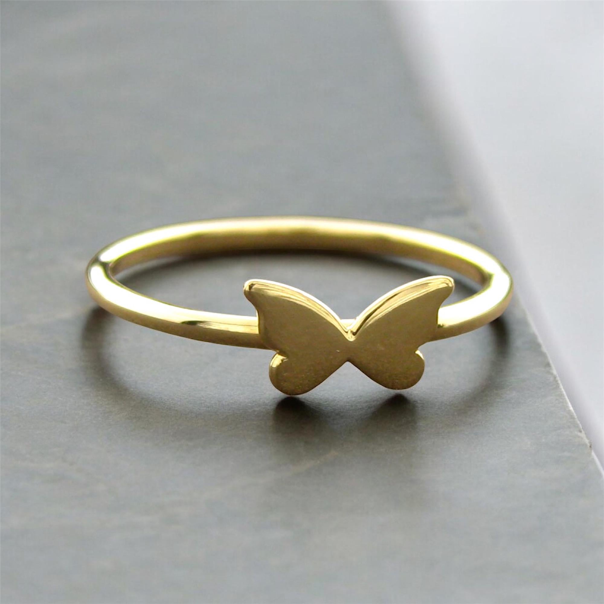 Solid 14K Gold Butterfly Ring | Handmade Delicate Design | Perfect Gift ...