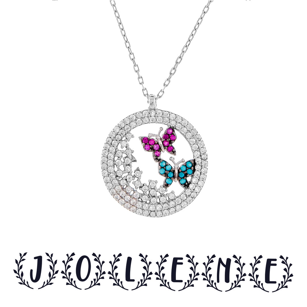 Butterfly Necklace 925 Sterling Silver Double Butterfly Etsy