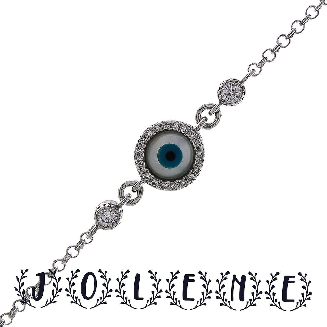 Bracelet De Cheville En Argent 925 Avec œil Protecteur - Chaîne Réglable - Bijou Porte-bonheur Pour Femme
