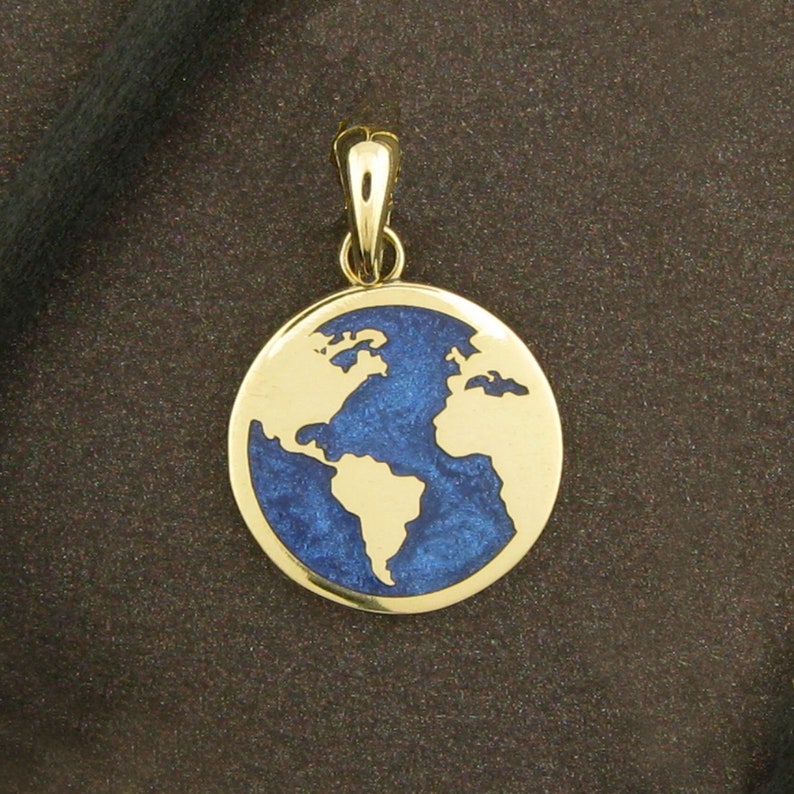 Real 14K Solid Yellow Gold World Map Necklace Gold Map Etsy