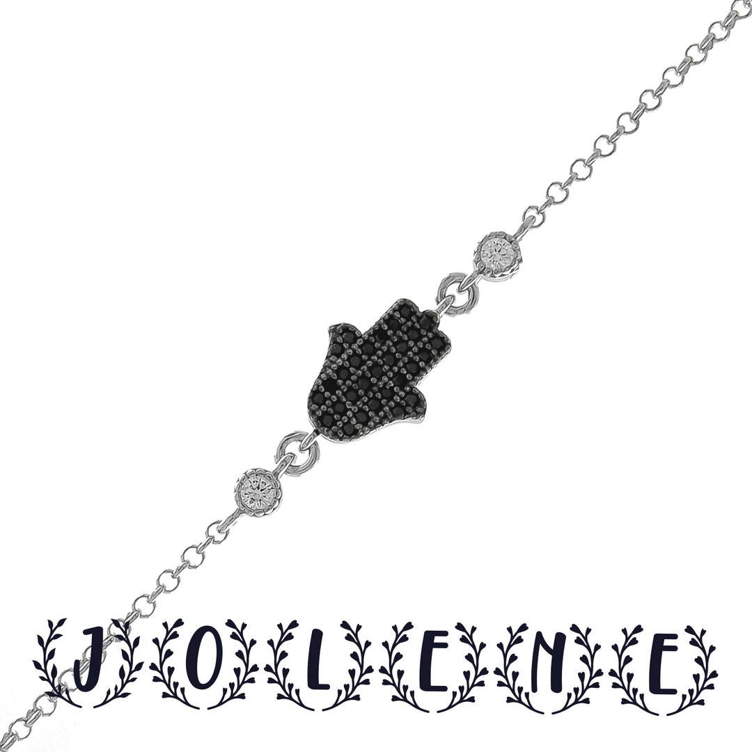 Black Beaded Hamsa Bracelet Hand of Fatima Bracelet Lucky Etsy