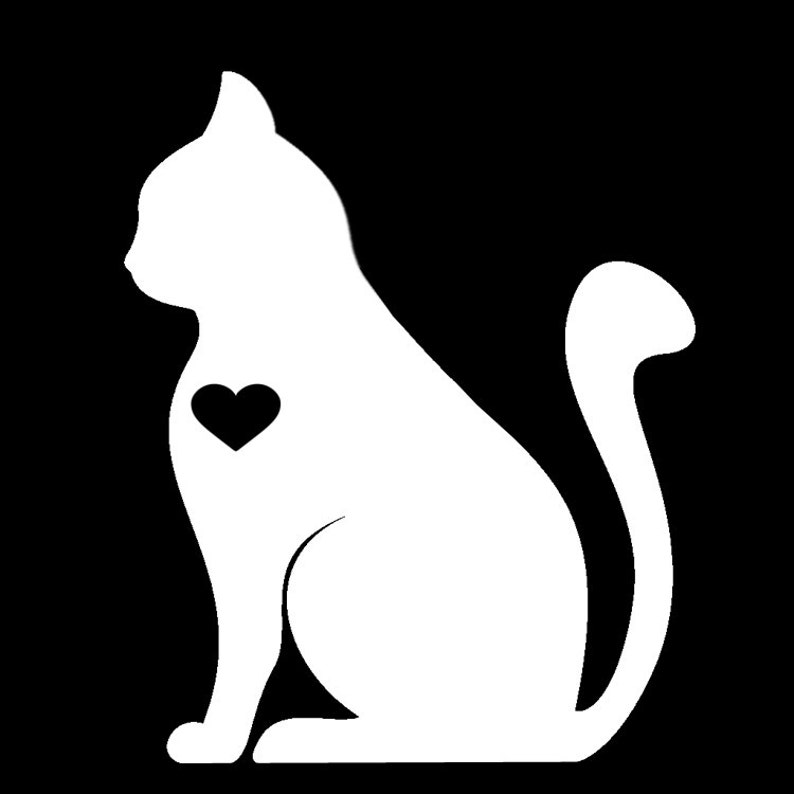 Cat Heart I Love Cats Vinyl Decal Cat Decal Kitty Kitten Etsy