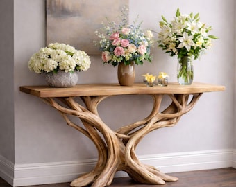 Handgemaakte drijfhouten consoletafel | Rustiek interieur met accent in de hal