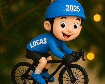 Personalized Cycling Ornament 2026 – Custom Name Bike Rider Gift for Kids & Adults, Christmas Cyclist Ornament, Custom Biker Holiday Decor