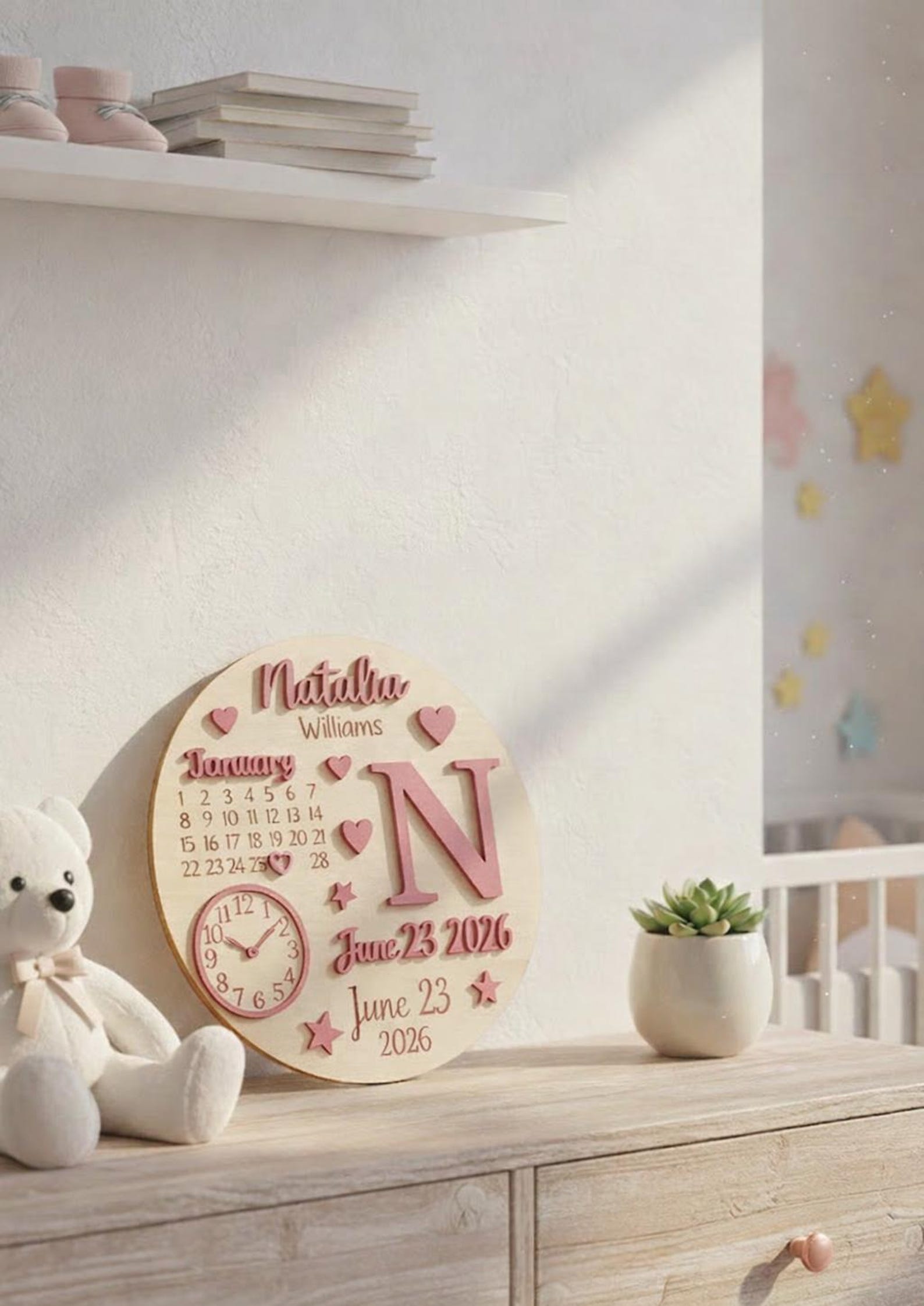 Baby Name Rounds Personalized Wooden Birth Stat Sign,custom Baby Name Round Plaque,birth ...