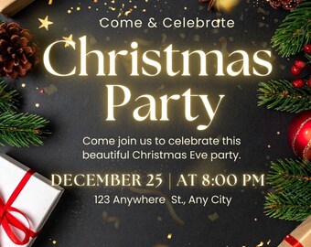 Festive Christmas Party Invitation | Holiday Template (Instant Download)