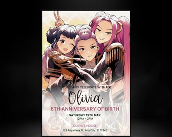 Anime Birthday Invitation Editable | Cute Anime Party Invite | Kpop Style Birthday Card | Digital Download Canva Template