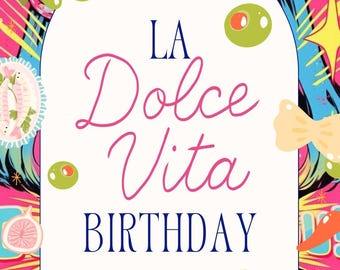La Dolce Vita Birthday Invitation Template, Italian Theme Party Invite, Mediterranean Birthday Printable, Editable Digital Download