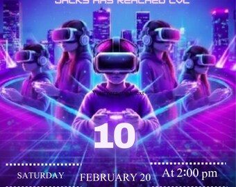 VR Gaming Birthday Invitation | Editable Gamer Party Invite (Canva Digital Download)