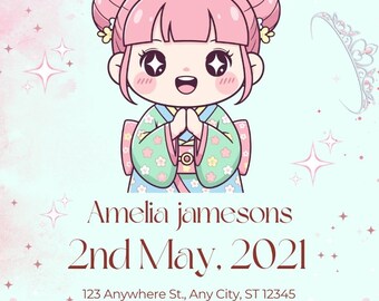 Princess Birthday Invitation | Cute Princess Party Invite | Girl Birthday Card | Editable Kids Invitation | Digital Download