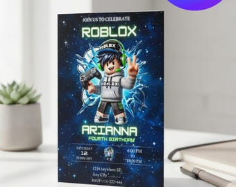 Roblox Birthday Invitation | Editable Kids Gaming Party Invite (Digital Download)
