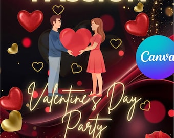 Valentine’s Day Party Invitation Template Editable Love & Passion Couples Party Invite Romantic Digital Download