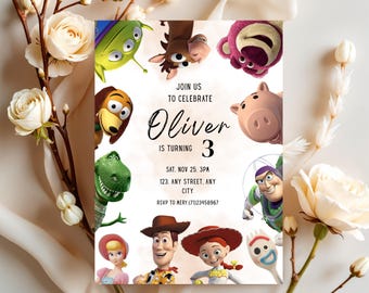 Toy Story Birthday Invitation, Editable Anniversary Template, Living Toy Card, Instant Download