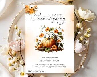 Digital template Thanksgiving dinner, Invitation for loved ones "Thanksgiving Day ( Instant download )