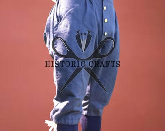 18e-eeuwse rijbroek, koloniaal kostuum, historische kleding, re-enactmentkleding
