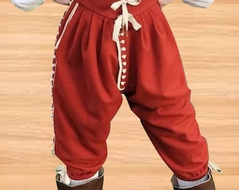 Pantalones de disfraz de pirata, pantalones renacentistas de estilo histórico vikingo medieval.