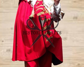 Rode renaissancemantel, historische re-enactmentoutfit, klederdracht