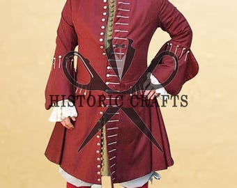 17e-eeuwse cavalierjas, renaissance historisch re-enactmentkostuum, barokke piratenoutfit