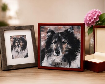 Personalized Pet Portrait Memorial Package – Custom Watercolor & Keepsake Box