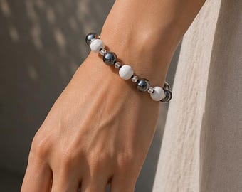Glass Pearls with Howlite and Crystal Bracelet