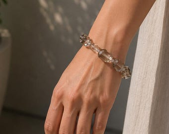 Smokey Quartz and Crystal Bracelet