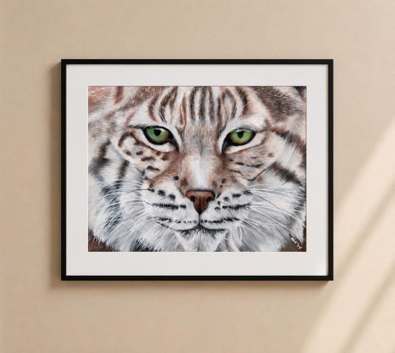 Realistic Bobcat Painting - Matted Print