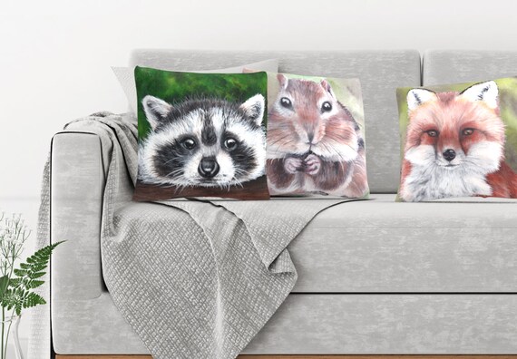 Pillows: Woodland Creature Collection  | Wildlife Art | Home Decor