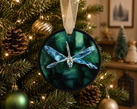 Dragonfly Ornament – Katherine's Watercolor Painting, Aluminum, 3.5”