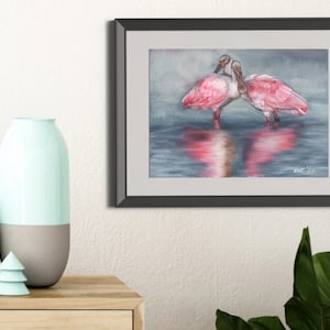 Roseate Spoonbill Pair - Matted Print | Wall Art | Wildlife Art