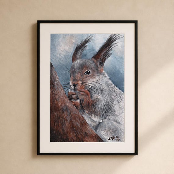 Northern Squirrel Painting - Matted Print