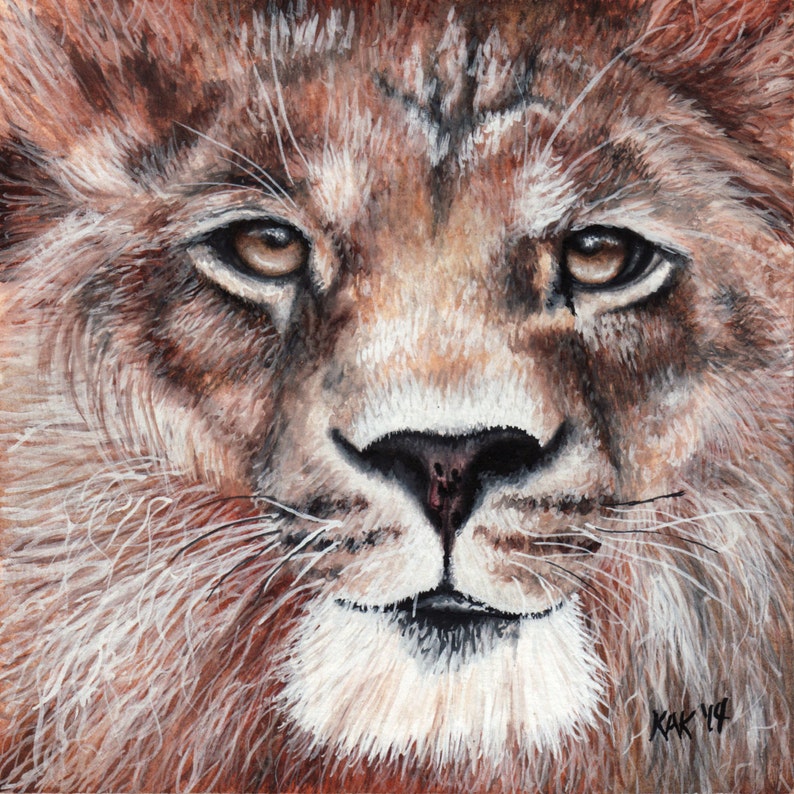 Limited Edition Print of Original Lion Watercolor Painting image 1