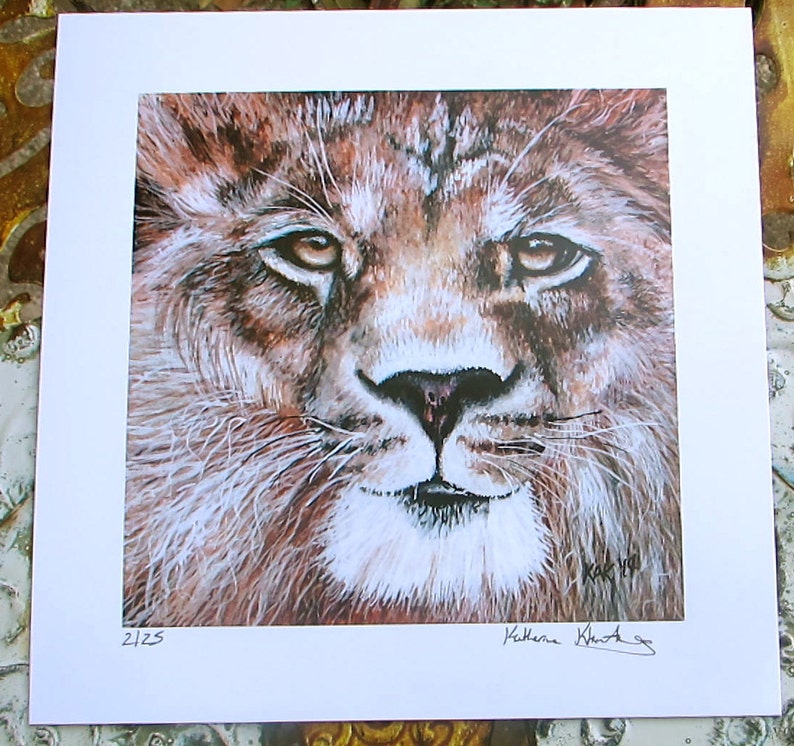 Limited Edition Print of Original Lion Watercolor Painting image 2