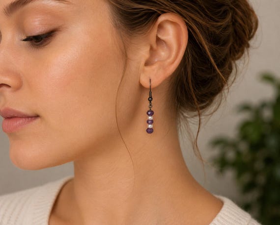 Freshwater Pearls and Amethyst Earrings
