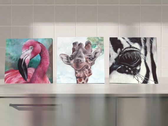 African Safari Trivet: Ceramic Animal Art, Kitchen Decor